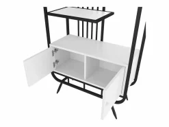 Librería moderna de metal 80×30×180 cm - mueble con 2 puertas - 3 estantes - decoración circular - blanco +^ModernLuxe Best