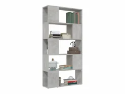 vidaxl Vitrina|Librería separador contrachapada hormigón 80x24x155 cm