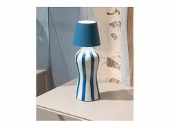 Lido - Botella de cerámica azafrán con rayas es Azul