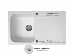 Essebagno Lisse fregadero reversible 1 cubeta 1 escurridor en resina blanca Blanco