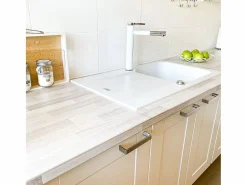 Essebagno Lisse fregadero reversible 1 cubeta 1 escurridor en resina blanca Blanco
