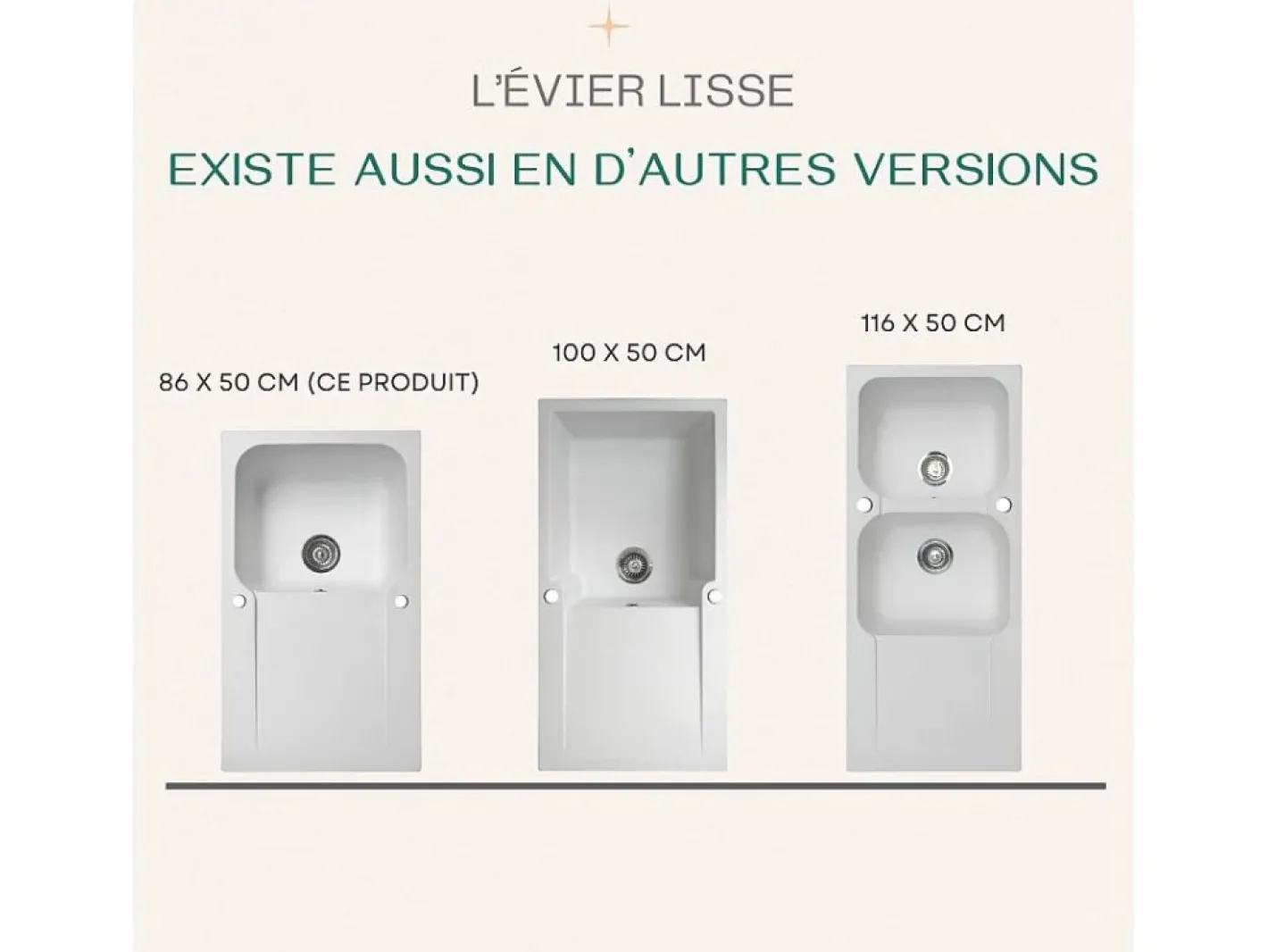 Essebagno Lisse fregadero reversible 1 cubeta 1 escurridor en resina blanca Blanco