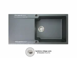 Essebagno Lisse fregadero reversible 1 cubeta grande 1 escurridor en resina negra Negro Hot