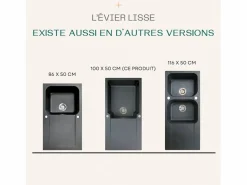 Essebagno Lisse fregadero reversible 1 cubeta grande 1 escurridor en resina negra Negro Hot