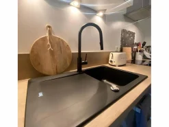 Lisse fregadero reversible 1 cubeta 1 escurridor en resina negra^Essebagno Hot