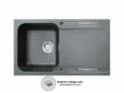 Lisse fregadero reversible 1 cubeta 1 escurridor en resina negra^Essebagno Hot