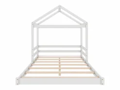 ModernLuxe Cama Montessori|Lit cabane 140x200cm en bois massif - avec sommier à lattes - Blanc (matelas non inclus)