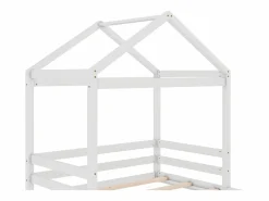 ModernLuxe Cama Montessori|Lit cabane 140x200cm en bois massif - avec sommier à lattes - Blanc (matelas non inclus)