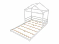 ModernLuxe Cama Montessori|Lit cabane 140x200cm en bois massif - avec sommier à lattes - Blanc (matelas non inclus)