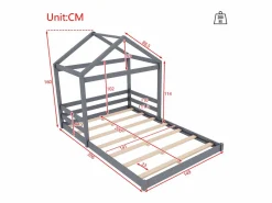 ModernLuxe Cama Montessori|Lit cabane 140x200cm en bois massif - avec sommier à lattes - (matelas non inclus)