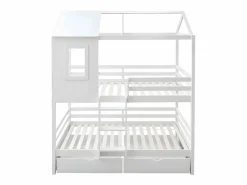 Litera + cama de arrastre madera 90x190/90x190cm Blanco Clearance