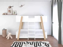 Vente-unique Litera 90 x 190 cm blanca y natural - CORODELA Color natural claro / Blanco Best