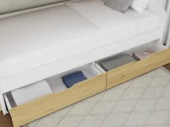 Litera 90 x 190 cm con almacenamiento en color blanco y natural - YALOVA^Vente-unique Clearance