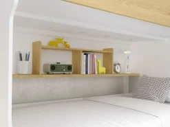 Litera 90 x 190 cm con almacenamiento en color blanco y natural + colchón - YALOVA^Vente-unique New