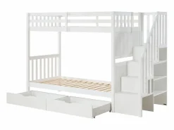 Vente-unique Litera 90 x 190 cm con cajones pino y MDF + colchón - ZILENI Blanco