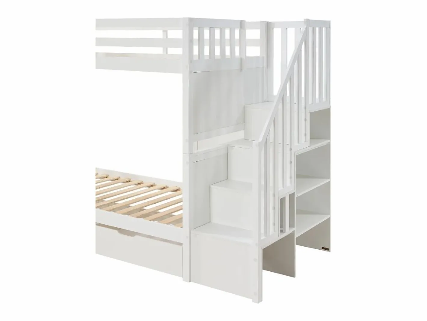 Vente-unique Litera 90 x 190 cm con cajones pino y MDF + colchón - ZILENI Blanco