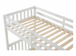Vente-unique Litera 90 x 190 cm con cajones pino y MDF + colchón - ZILENI Blanco