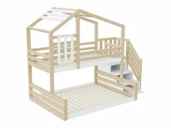 Hauss Spole Litera 90 x 200 cm y 140 x 200 cm - Cama alta con almacenaje - y blanco Color natural claro Online