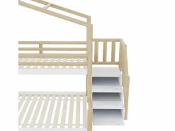 Hauss Spole Litera 90 x 200 cm y 140 x 200 cm - Cama alta con almacenaje - y blanco Color natural claro Online