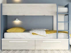 Vente-unique Litera 2 x 90 x 200 cm 2 cajones color azul, blanco y natural - TINOLI Azul / Color natural claro Discount
