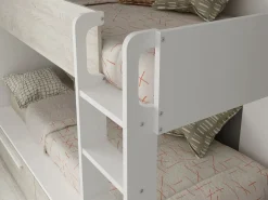 Litera 2 x 90 x 200 cm 2 cajones blanco y natural + colchón - TINOLI^Vente-unique Outlet