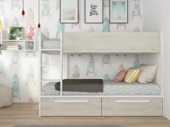 Vente-unique Litera 2 x 90 x 200 cm 2 cajones color blanco y natural - TINOLI Color natural claro / Blanco Online