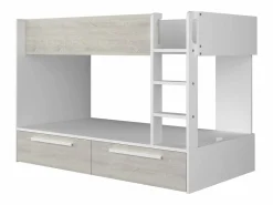Vente-unique Litera 2 x 90 x 200 cm 2 cajones color blanco y natural - TINOLI Color natural claro / Blanco Online