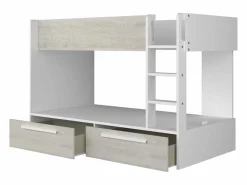 Vente-unique Litera 2 x 90 x 200 cm 2 cajones color blanco y natural - TINOLI Color natural claro / Blanco Online