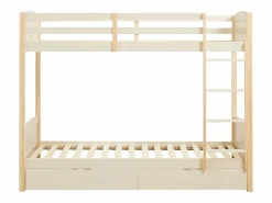 Litera 2 x 90 x 200 cm 2 cajones y natural + colchón - LIMODARA^Vente-unique Best