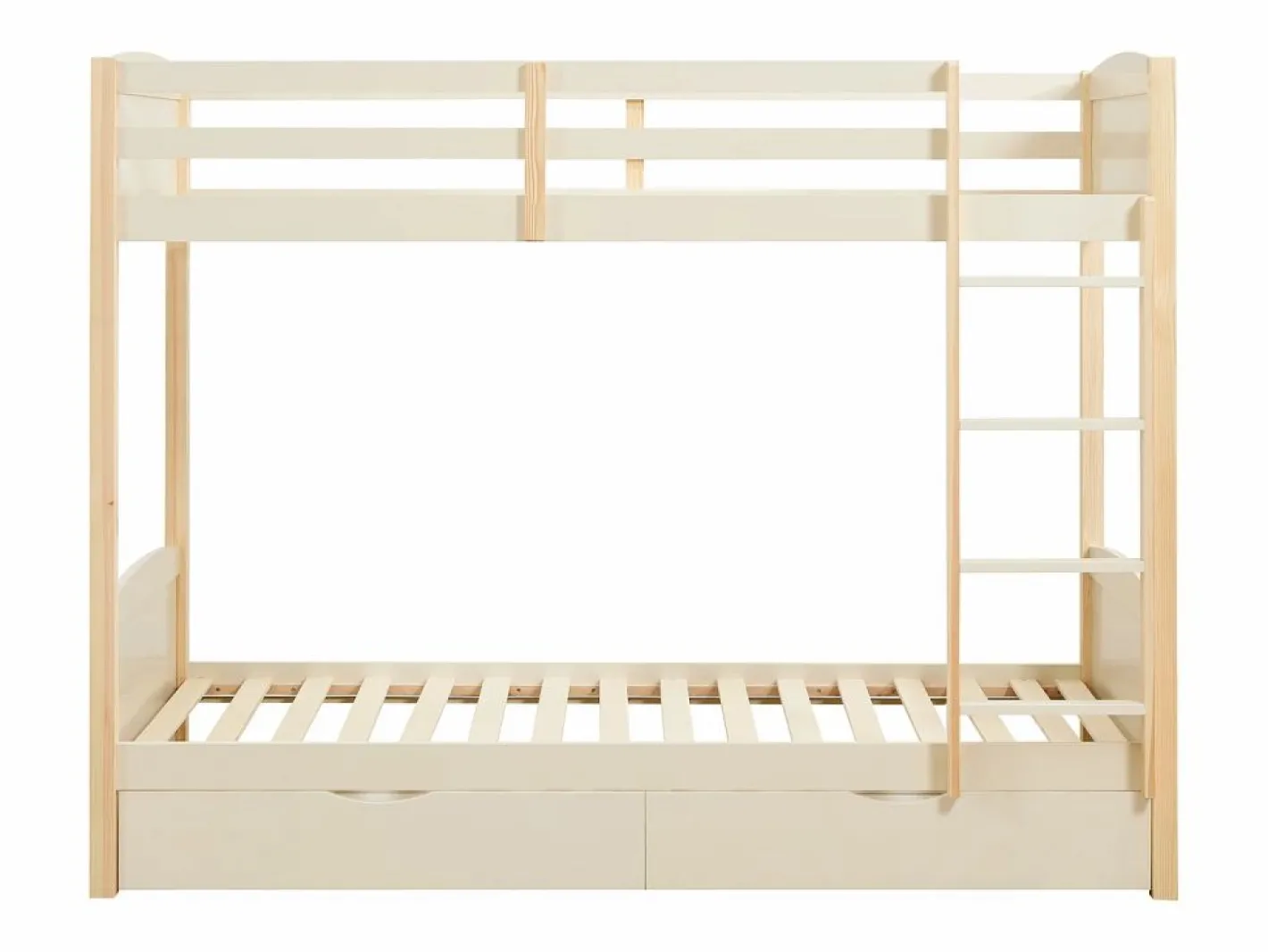 Litera 2 x 90 x 200 cm 2 cajones y natural + colchón - LIMODARA^Vente-unique Best