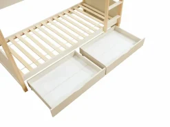 Litera 2 x 90 x 200 cm 2 cajones y natural + colchón - LIMODARA^Vente-unique Best