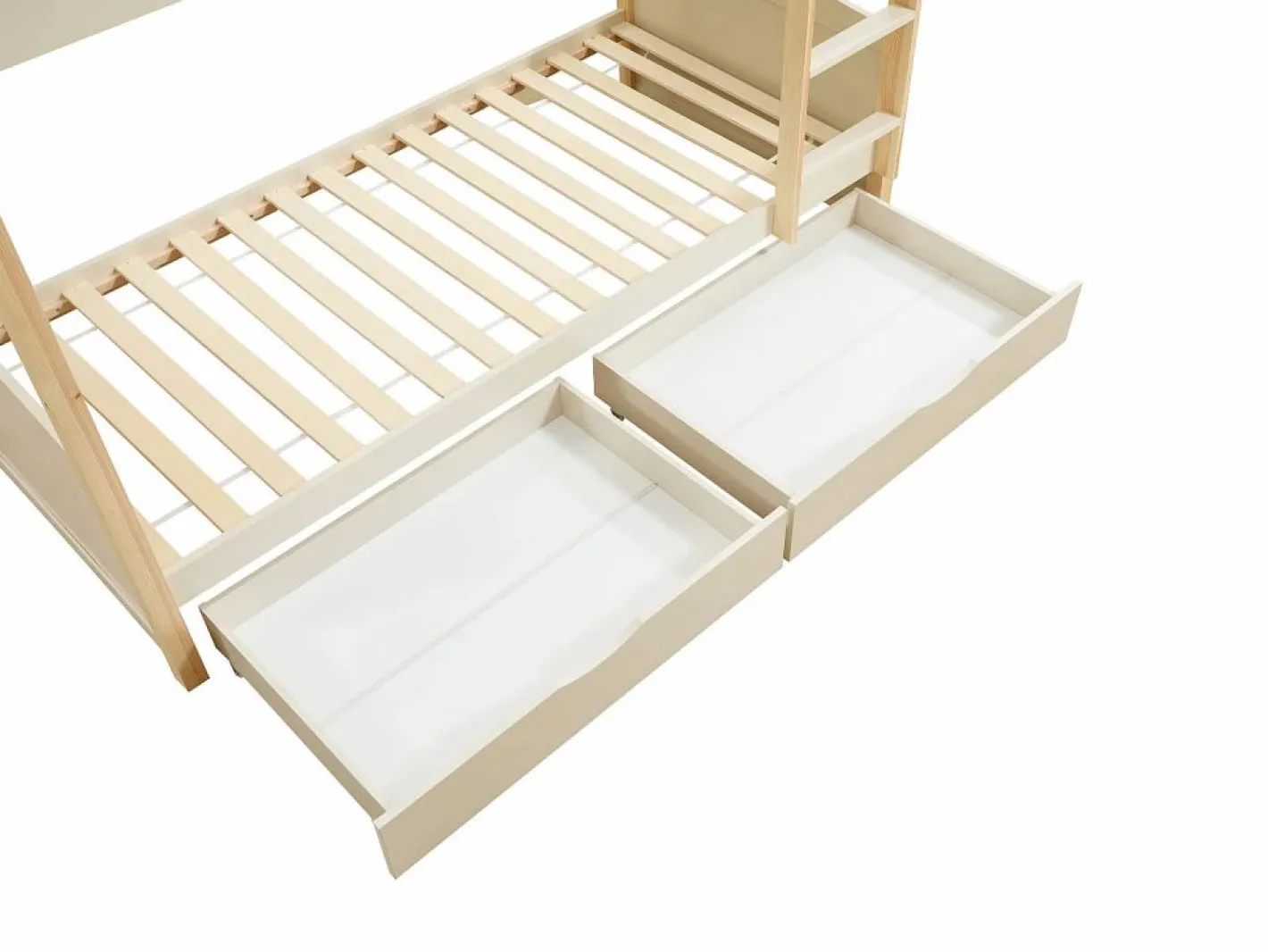 Litera 2 x 90 x 200 cm 2 cajones y natural + colchón - LIMODARA^Vente-unique Best