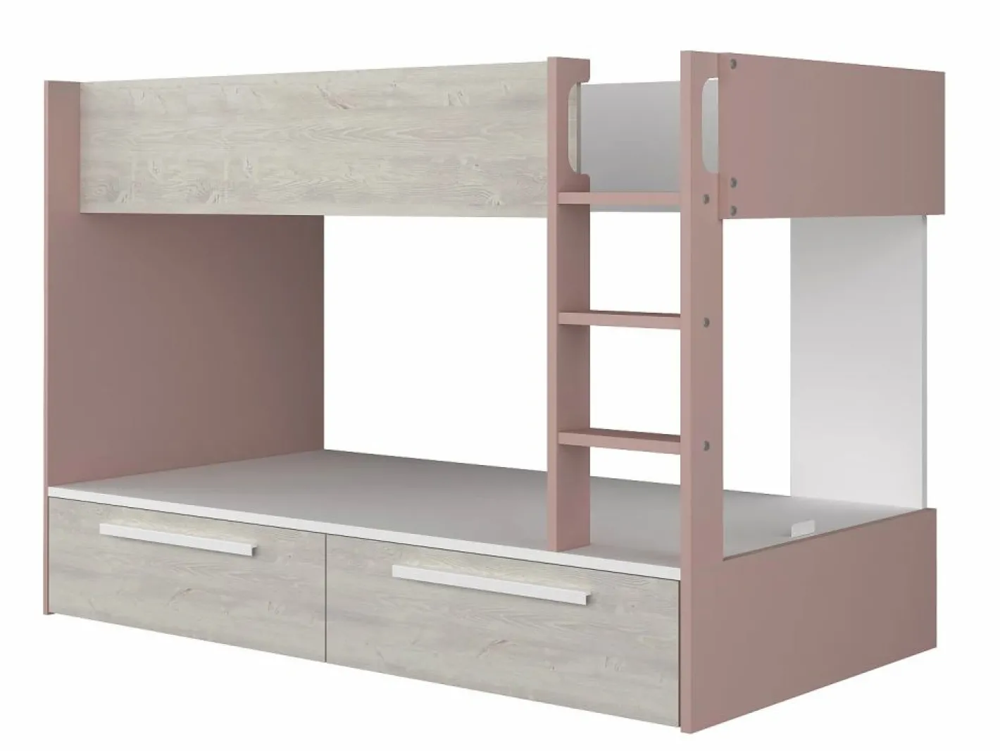 Litera 2 x 90 x 200 cm 2 cajones rosa, natural y blanco + colchón - TINOLI^Vente-unique Hot