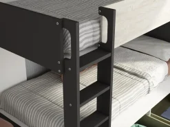 Litera 2 x 90 x 200 cm 2 cajones antracita, natural y blanco + colchón - TINOLI^Vente-unique Discount