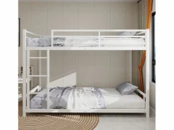 Cama Litera|Litera 2 x 90 x 190 cm - Cama infantil con escalera y barandillas - metal - sin colchón