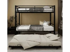 Cama Litera|Litera 2 x 90 x 190 cm - Cama infantil con escalera y barandillas - con cama nido de 90 x 190 cm - metal - sin colchón