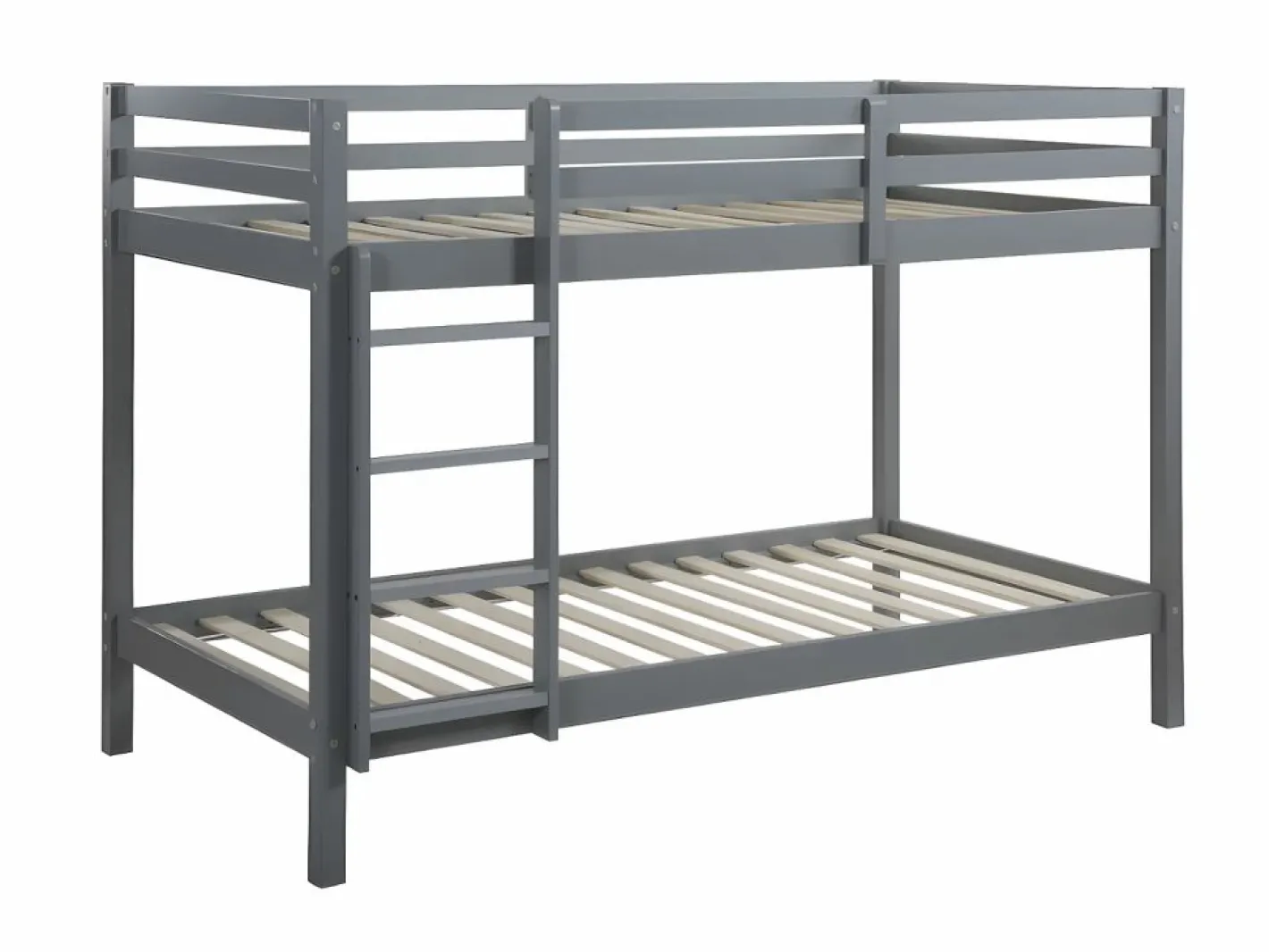 Vente-unique Litera 2 x 90 x 190 cm Pino macizo con colchón ANICET II Gris Clearance
