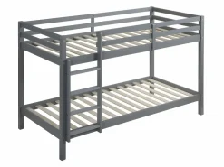 Vente-unique Litera 2 x 90 x 190 cm Pino macizo con colchón ANICET II Gris Clearance
