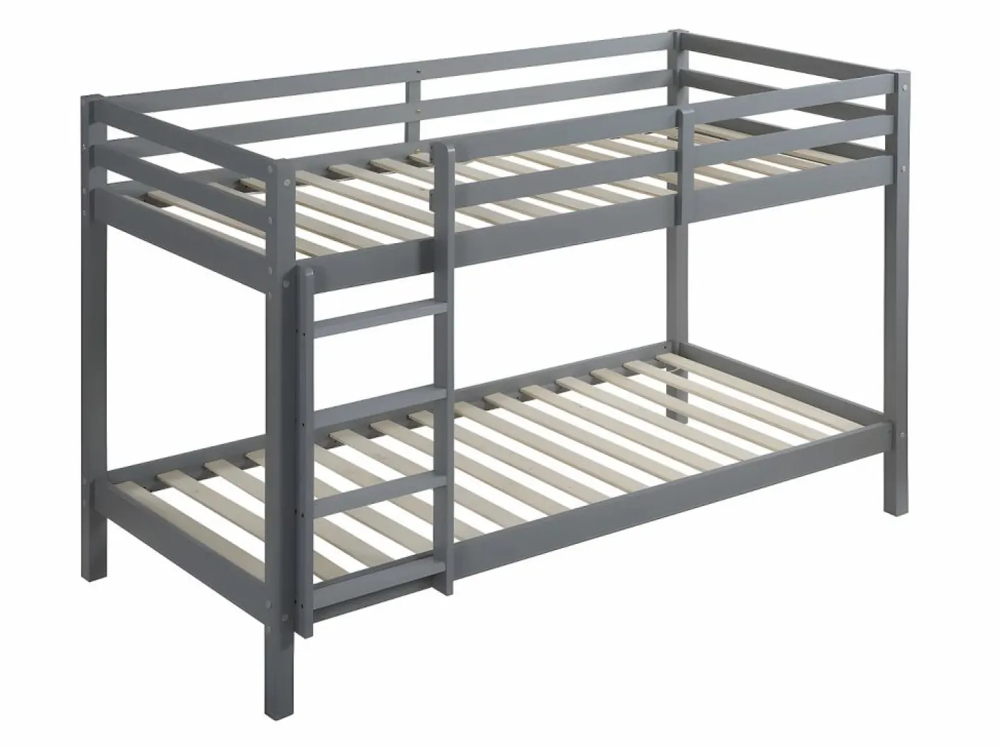 Vente-unique Litera 2 x 90 x 190 cm Pino macizo con colchón ANICET II Gris Clearance
