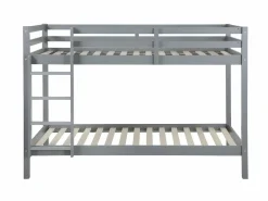 Vente-unique Litera 2 x 90 x 190 cm Pino macizo con colchón ANICET II Gris Clearance