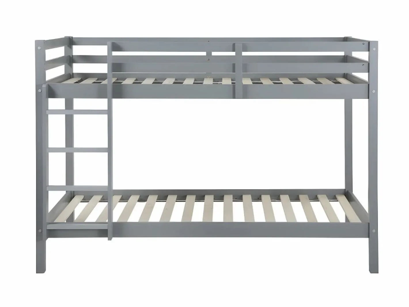 Vente-unique Litera 2 x 90 x 190 cm Pino macizo con colchón ANICET II Gris Clearance