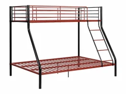 Vente-unique Cama Litera|Litera 90 x 190 y 140 x 190 cm acero negro y rojo ELEVATIO IV