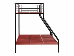 Vente-unique Cama Litera|Litera 90 x 190 y 140 x 190 cm acero negro y rojo ELEVATIO IV