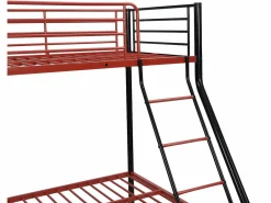 Vente-unique Cama Litera|Litera 90 x 190 y 140 x 190 cm acero negro y rojo ELEVATIO IV