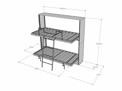 Les Tendances Cama Abatible|Litera abatible horizontal nogal 2 camas 85x185 cm Bounto-