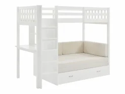 Vente-unique Cama Alta|Litera alta 90 X 190 cm con sofá convertible pino y MDF + colchón - ORPELIA