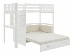 Vente-unique Cama Alta|Litera alta 90 X 190 cm con sofá convertible pino y MDF + colchón - ORPELIA