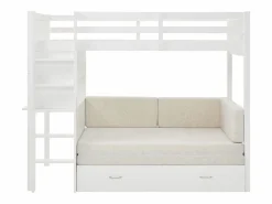 Vente-unique Cama Alta|Litera alta 90 X 190 cm con sofá convertible pino y MDF + colchón - ORPELIA
