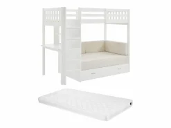 Vente-unique Cama Alta|Litera alta 90 X 190 cm con sofá convertible pino y MDF + colchón - ORPELIA