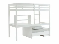 Litera alta 90 x 200 cm escritorio, sofá y almacenamiento de pino y MDF + colchón - GOLIATH^Vente-unique Best